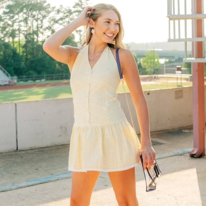 dress Gingham Halter Mini Dress Select Trends Boutique $72