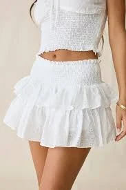 skirt Glamorous Eyelet Lace Tiered Ruffle Mini Skirt urbanoutfitters.com $105
