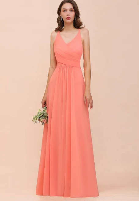 dress Glamorous V-Neck Ruffle Chiffon Bridesmaid Dress BMBridal $79.9