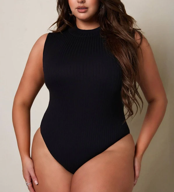 top Gotta Have It Ribbed Turtleneck Sleeveless Bodysuit - Black 1X: 14-16 / Black at Rebdolls Rebdolls $21.75