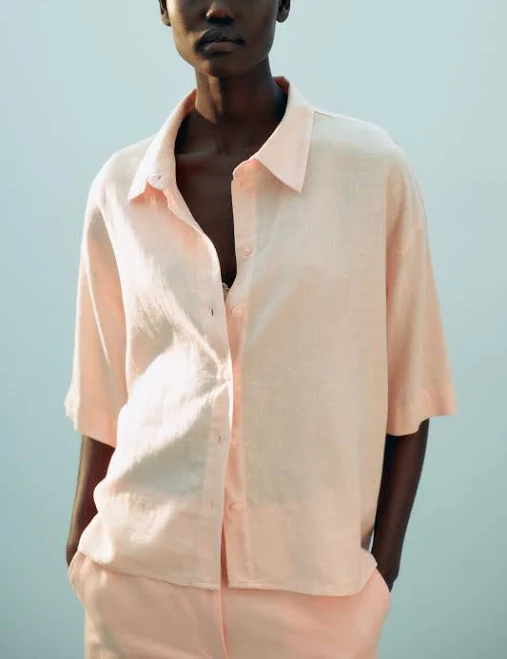top H&M Ladies Linen-Blend Shirt H&M $24.99