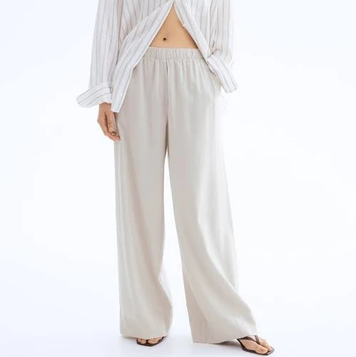 pants H&M Ladies Wide-Leg Linen-Blend Pants H&M $34.99
