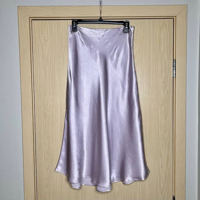 skirt H&m Women’s Satin A-line Midi Skirt Light Purple Lavender Unlined Size eBay $39.99