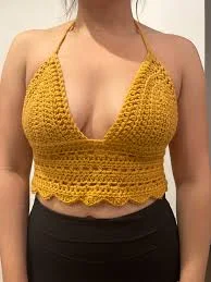 halter top Halter Crop Top, Small, Mustard Yellow rave outfit, yellow Knit top, Womens halter crop top, Sexy Halter, Summer Crop, Crotchet top Etsy $30
