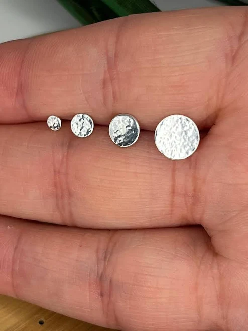 accessory Hammered Sterling Silver Dot Stud Earrings Etsy - SilverhelixDesigns $17