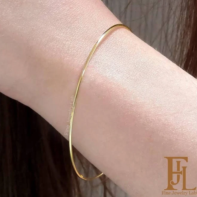 accessory Hand Forged Gold Bangle Bracelet Etsy - FineJewelryLab $360.41