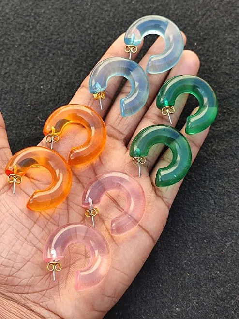 accessory Handcrafted Boho Modern Resin Hoop Earrings Etsy - RFGemsNjewels $11.88