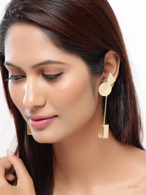 accessory Handmade Abstract Gold Geometric Dangle Earrings Etsy - TheJewelBasketStudio $30.84