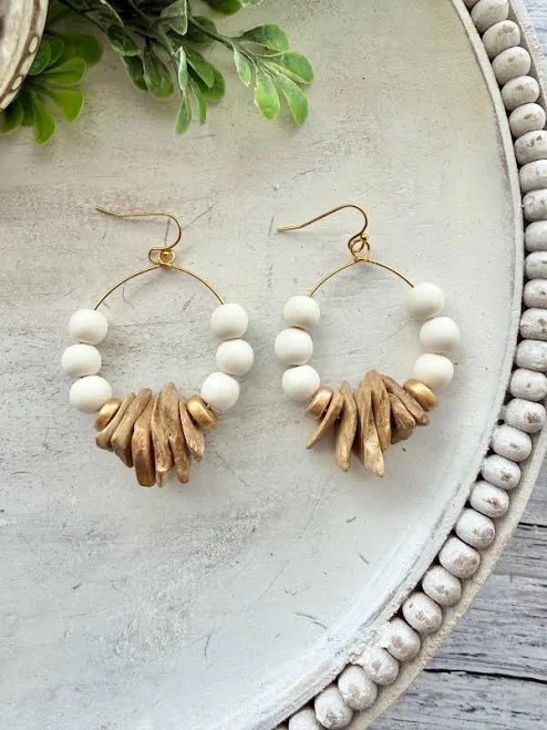 accessory Handmade Boho Wood Beaded Hoop Earrings Etsy - BeadedBlues $14.95
