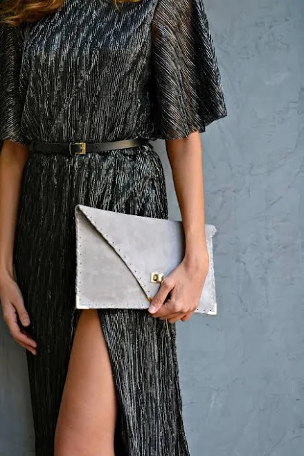 bag Handmade Italian Leather Suede Clutch Bag Etsy - AnaKoutsi $115