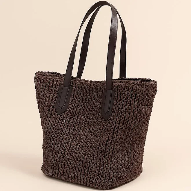 bag Handwoven Straw Tote Bag with Leather Handles Etsy - Seller $54.56