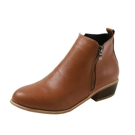 shoes Hopeusnice Women's Suede Low Heel Ankle Boots Walmart - hopeusnice $26.37