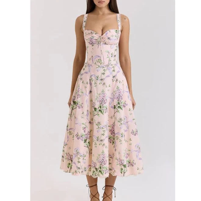 dress House of CB Rosalee Floral-Print Stretch-Cotton Midi Dress Nordstrom $269