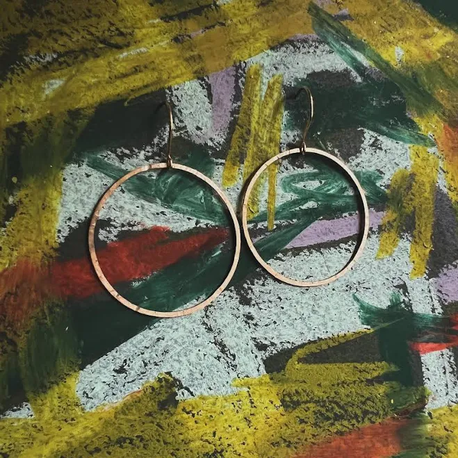 accessory iheartmies hammered brass hoop earrings textured bronze and lightweight Etsy - iheartmies $19