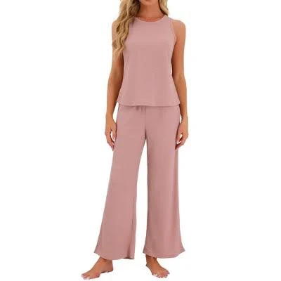 matching set Inspire Chic Women's Waffle Knit Tank Top and Wide Leg Pants Lounge Set Target $29.02