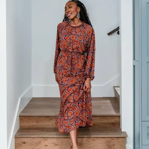 dress Jennafer Grace Women's Sienna Paisley Midi Dress Etsy - jennafergrace $238