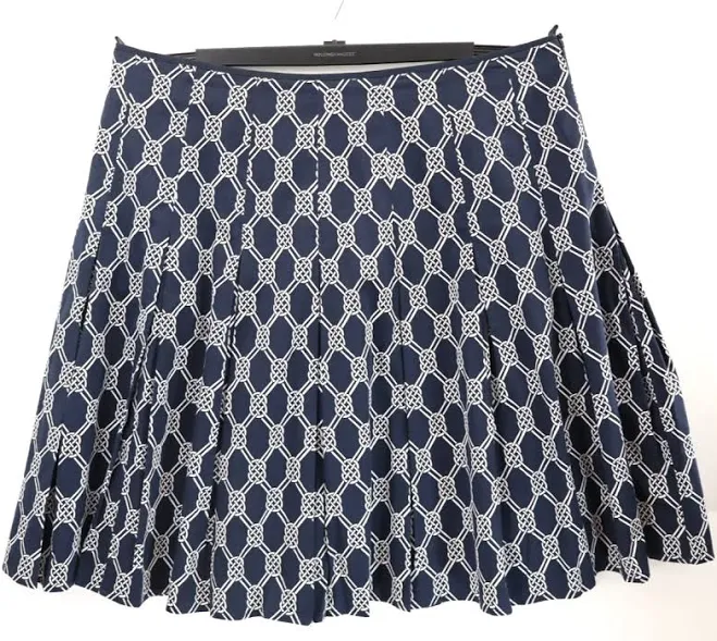 skirt Jones York Women's Cotton Pleated A-line Skirt Geometric Navy White eBay - mytreasurebucket $33.39
