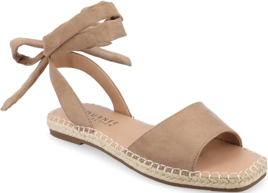 shoes Journee Collection Women's Emelie Espadrille Flat Sandals - Tan - Size 11W Macy's $43.2