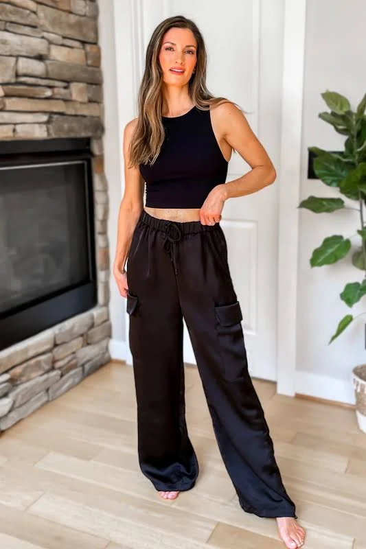pants Just for You Satin Cargo Pants Ivy & Olive Boutique $45