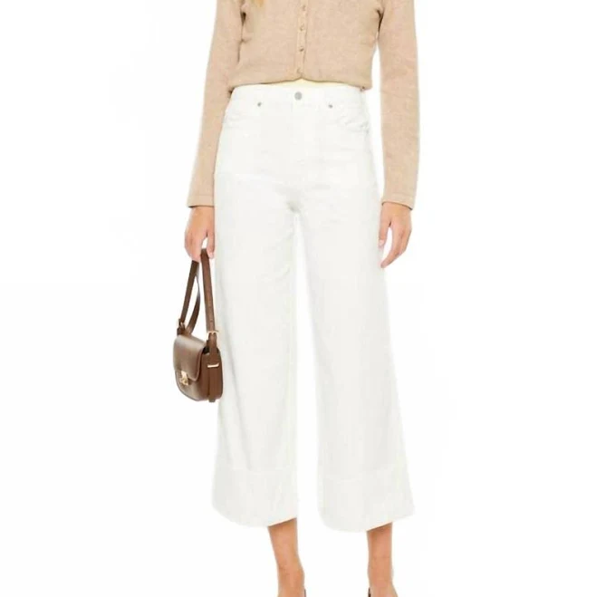 jeans KanCan Ultra High Rise 90's Cropped Wide Leg Jeans In White - white - 26' Waist BeyondStyle $38.5