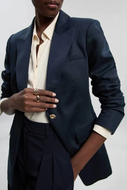 outerwear Karen Millen Women's Tailored Linen Single Breasted Blazer Karen Millen USA $285.35