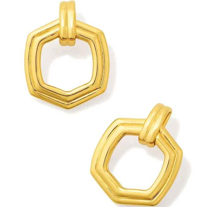 accessory Kendra Scott Women's Davie Ridged Open Frame Earrings in 18k Yellow Gold Vermeil Kendra Scott $95.98
