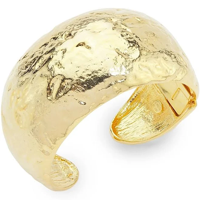 accessory Kenneth Jay Lane Women's 22K Hammered Gold Cuff Bracelet Saks Fifth Avenue $112.5