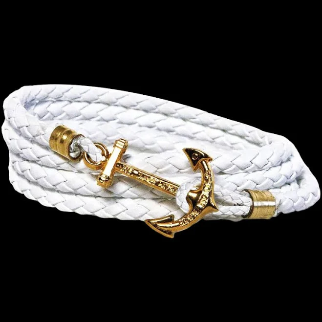 accessory KJP Braided Leather Wrap Bracelet with Anchor Clasp Kiel James Patrick $48