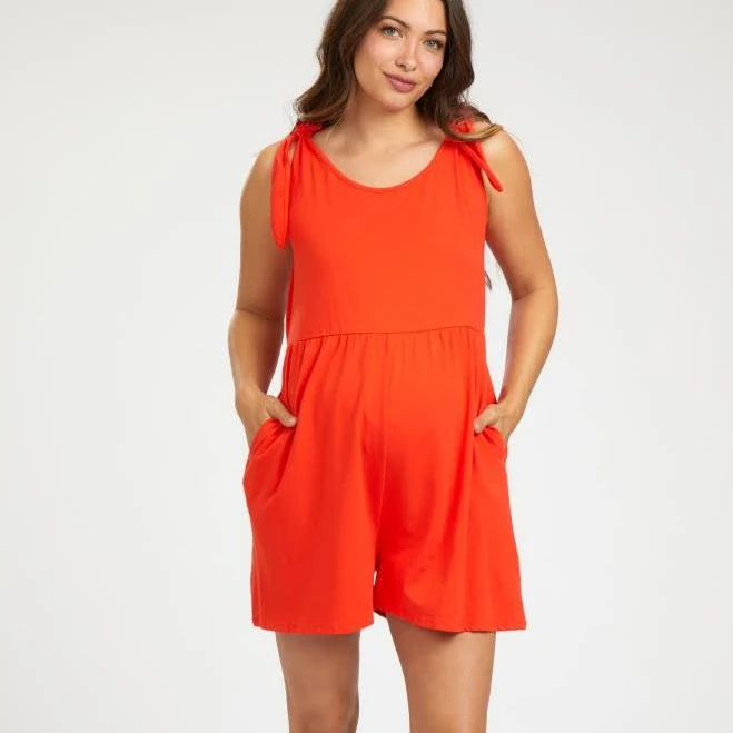 romper Knot Strap Maternity Romper PinkBlush Maternity $46