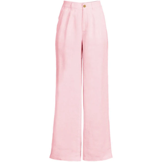 pants Lands' End Women's Petite High Rise Wide Leg Linen Pleated Pants Lands' End $50.97