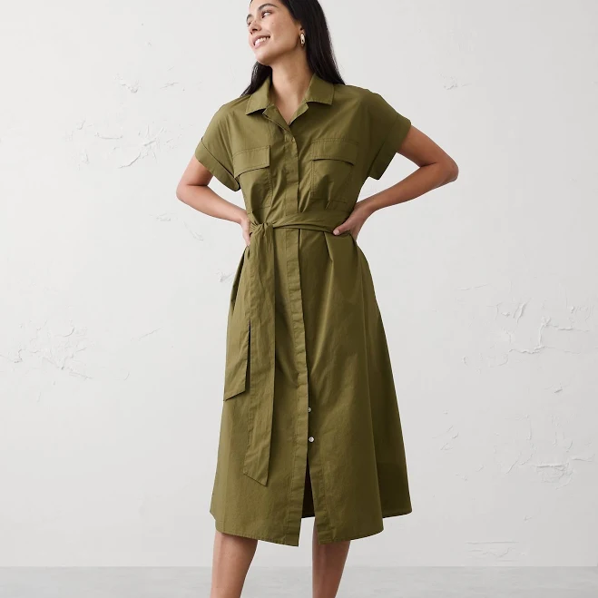 dress Landslide Women's Poplin Utility Midi Shirtdress Banana Republic Factory $70