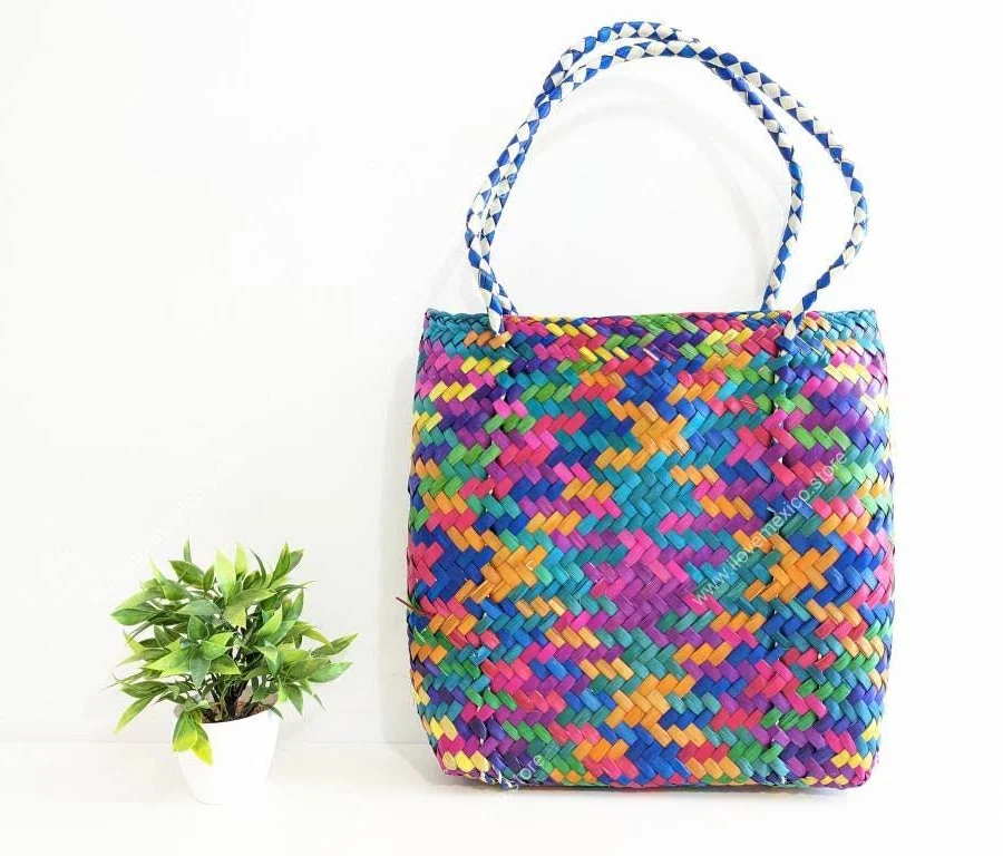 bag Large colorful Mexican straw tote Etsy - ilovemexicocozumel $50.03