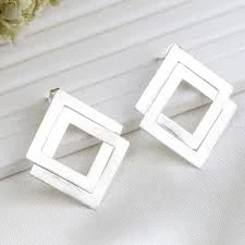 accessory Large Square Geometric Solid 925 Silver Stud Earrings Handmade Fashion Jewelry eBay $19.53