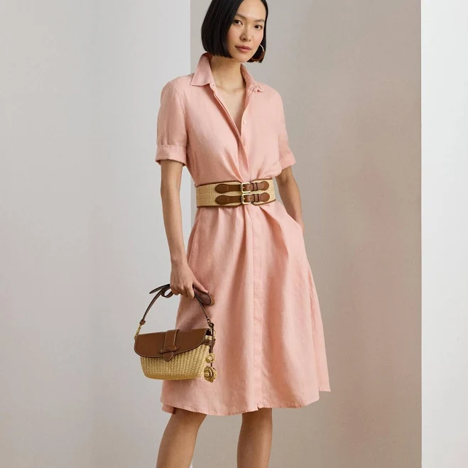 dress Lauren Women's Ralph Lauren Tie-Front Linen Shirtdress Dress Macy's $136.5