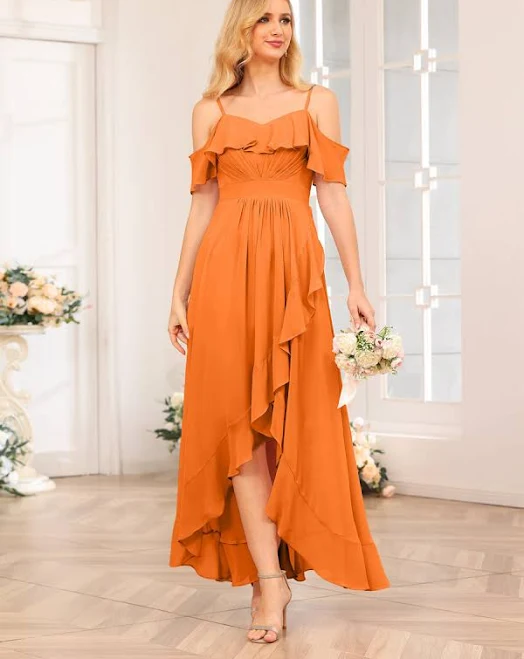 dress Lavetir Bridesmaid Dresses Line/Princess Spaghetti Straps Long Wedding Party Dresses with Ruffles 2026 Lavetir $79.99
