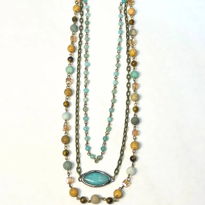 accessory Layered Stone Necklace Blue Dahlia Designs $32.99