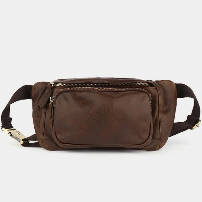bag Leather Fanny Pack Crossbody Dark Brown The Real Leather Co. $125