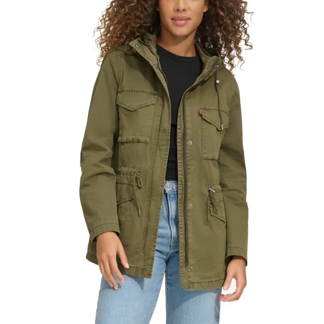 outerwear Levi's Women's Lightweight Washed Cotton Military Jacket Macy's $69.99