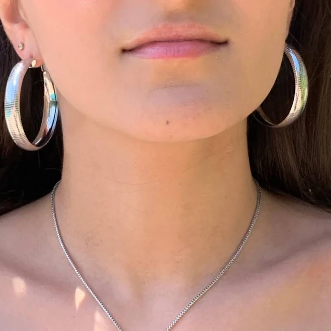 accessory Lightweight Etched Silver Statement Hoops Etsy - Seller $32