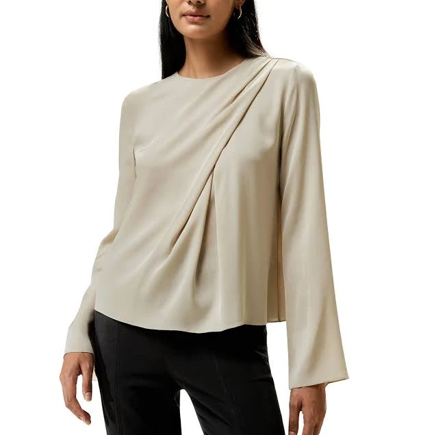 asymmetric neck top Lilysilk One Shoulder Asymmetrical Flounce Silk Blouse for Women ShopSimon $143.2