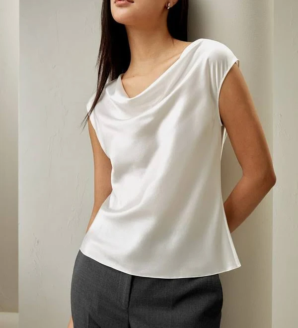top Lilysilk Women's Silk Charmeuse Cowl Neck Top LilySilk $119
