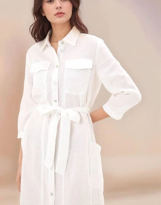 dress Linen Belted Button Front Midi Shirt Dress Etsy - Seller $84.5