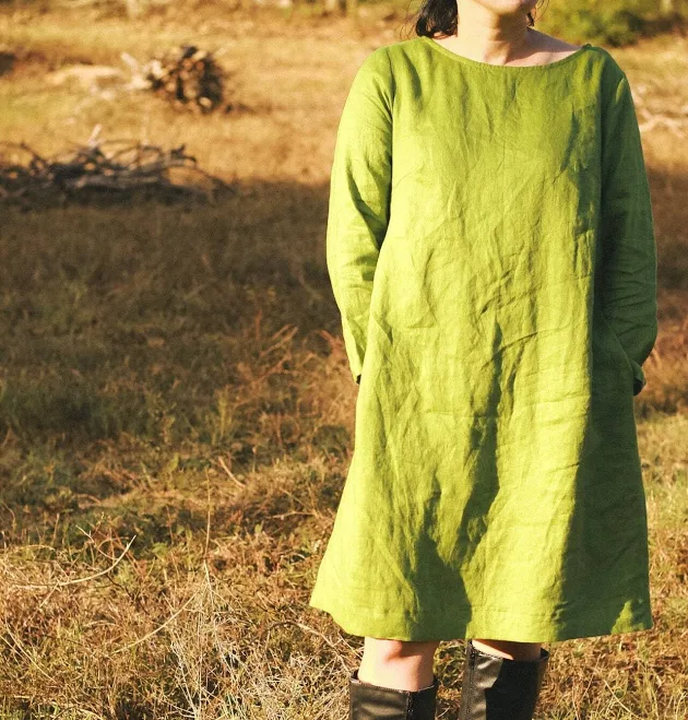 dress Linen Long Sleeve Midi Tunic Dress with Pockets Etsy - Seller $105