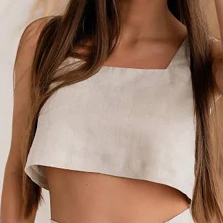 sleeveless top Linen Square Neck Crop Top Etsy - Seller $62.24