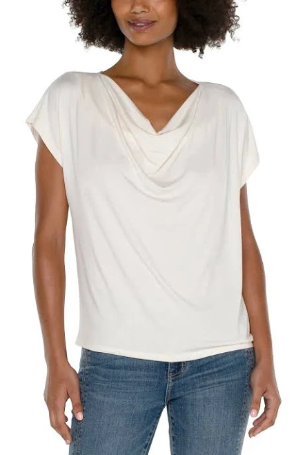 top Liverpool Short Sleeve Cowl Neck Darling's Fine Things $48