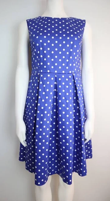 dress Liz Claiborne - Women's Blue & White Polka Dot Print Fit & Flare Dress eBay - peggy_sue442 $11.33