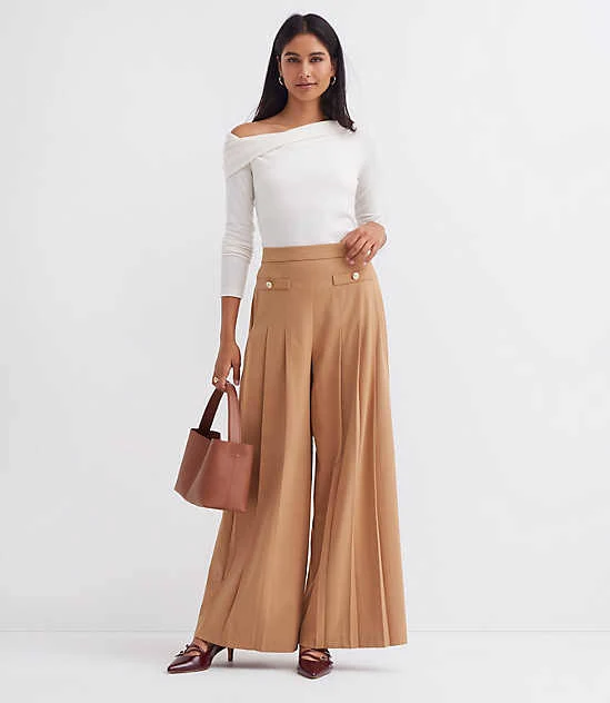 wide leg pants Loft Women's Pleated Ultra Wide Leg Twill Pants LOFT $28.44