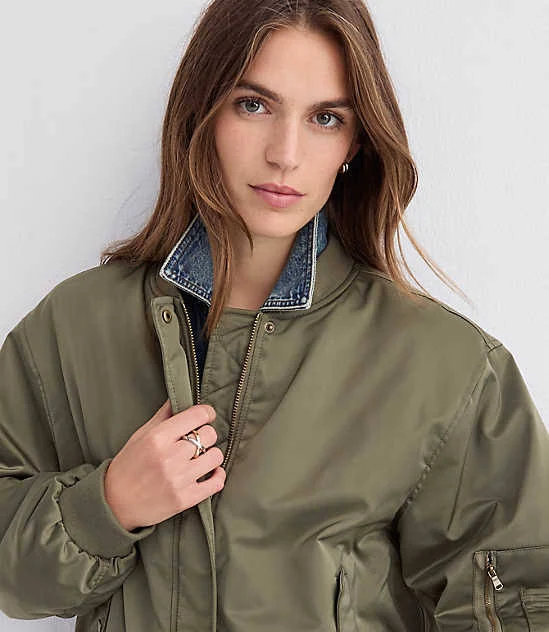 outerwear Loft Women's Twill Bomber Jacket LOFT $39.85