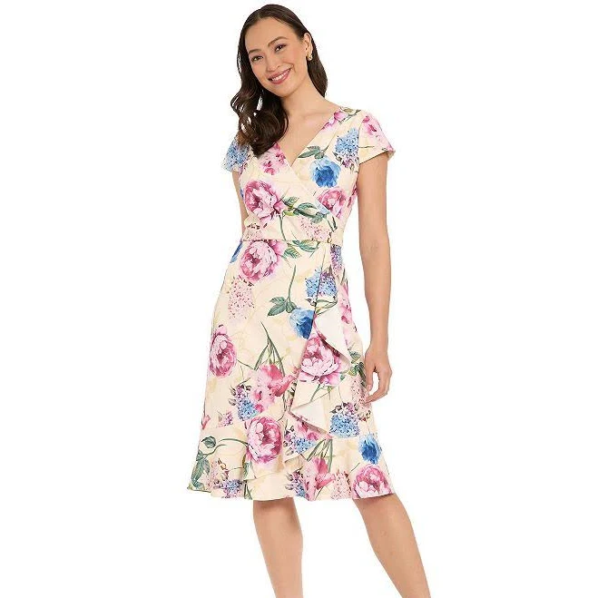 dress London Times Women's Cap Sleeve Ruffle Wrap Dress with Flounce Hem Kohl's $67.32