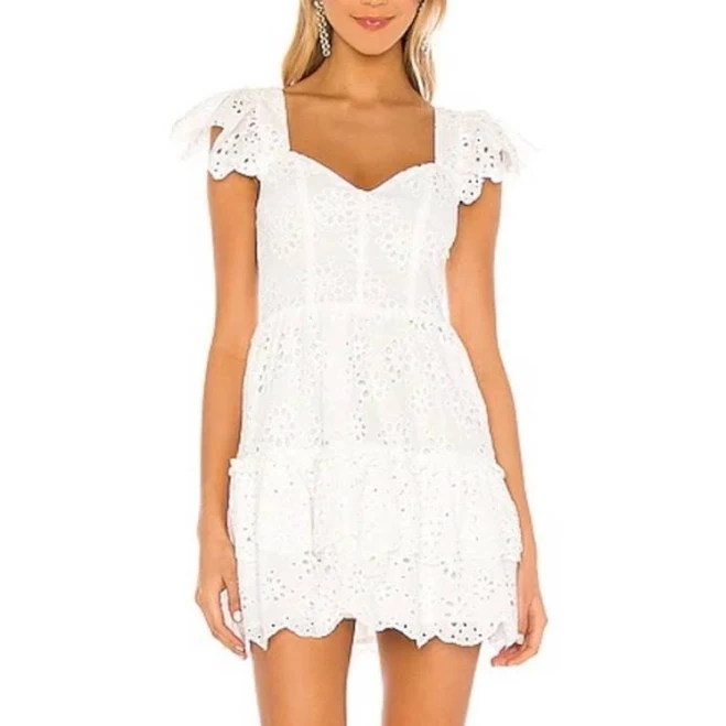 dress Lovers + Friends Dresses | Lovers + Friends White Eyelet Mini Dress | Color: White | Size: M | Emmillman's Closet Poshmark $130